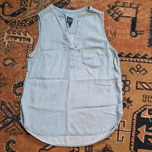 GAP Light Blue Denim Chambray Sleeveless Top